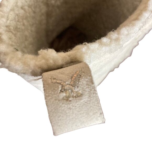 American Eagle Cream Suede Winter Boots Faux Shearling Mid-Calf sz. 7 - Picture 5 of 10
